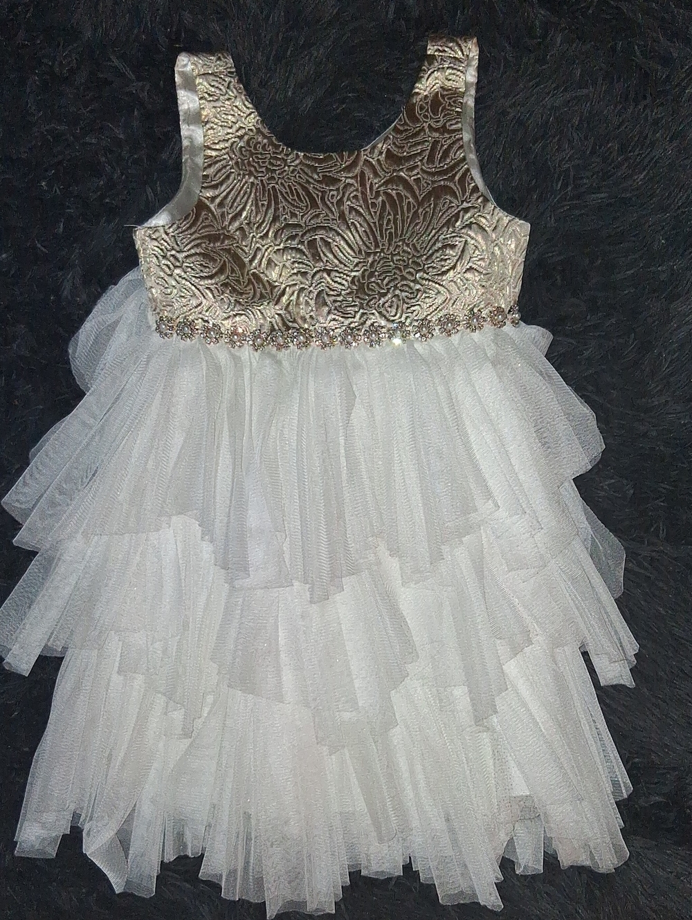 American Princess White Tulle Dress with Gold Bodice